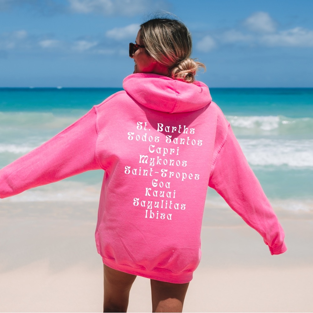 🛩️ Gypsetter Pink oversized travel destinations Sweatshirt - Size Medium
